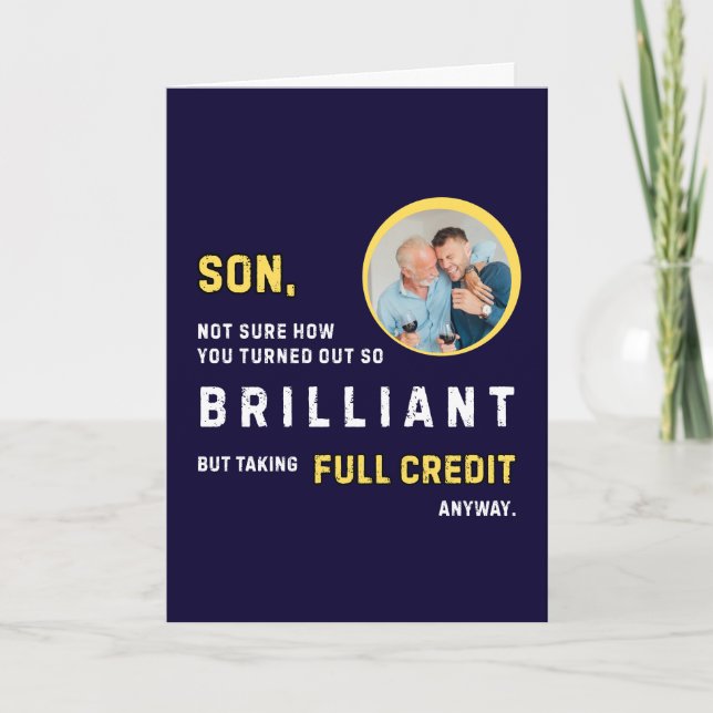 Funny Brilliant Son Photo Birthday Card (Front)