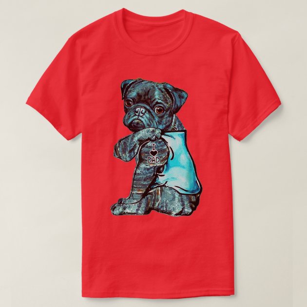 Funny Brindle Pug Dog I Love Dad Tattoo Brindle Pu T-Shirt | Zazzle