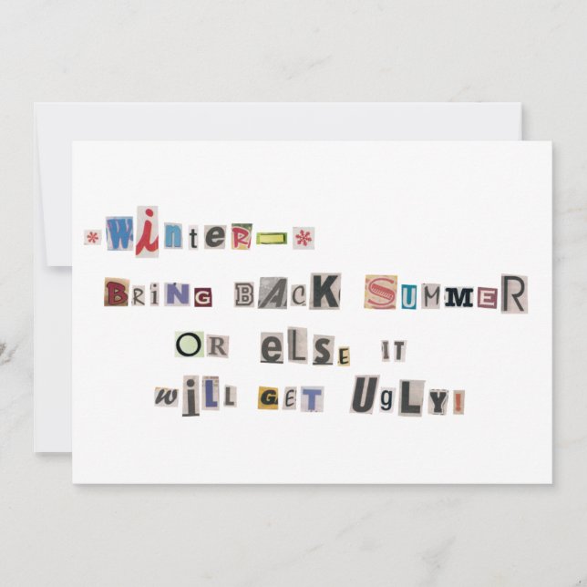 Funny Bring Back Summer Ransom Note Collage Invitation (Front)