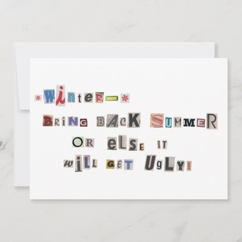 Funny Bring Back Summer Ransom Note Collage Invitation