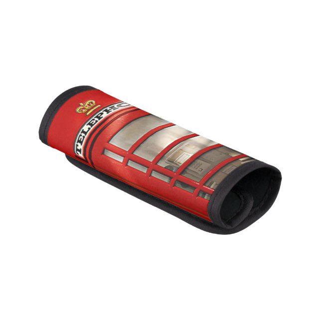 Funny British Red Phone Booth Luggage Handle Wrap (Angled)