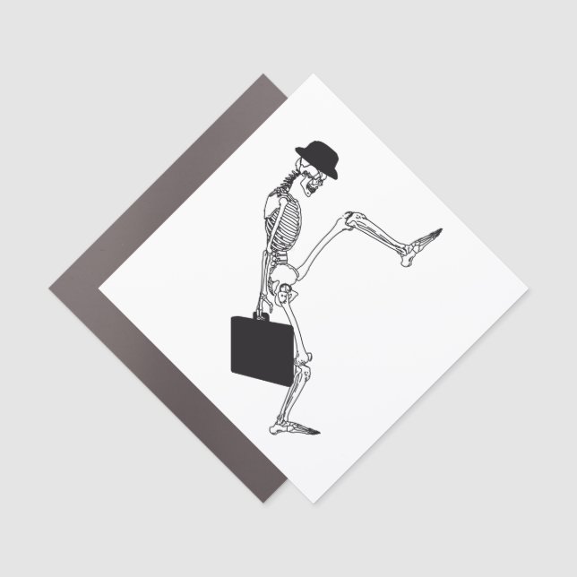 Funny British Silly Walking Skeleton  Car Magnet (Front)