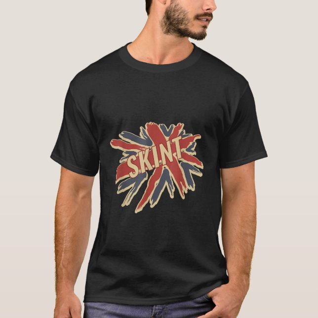 Funny British Slang T Shirt with Flag Skint T Shir (Front)