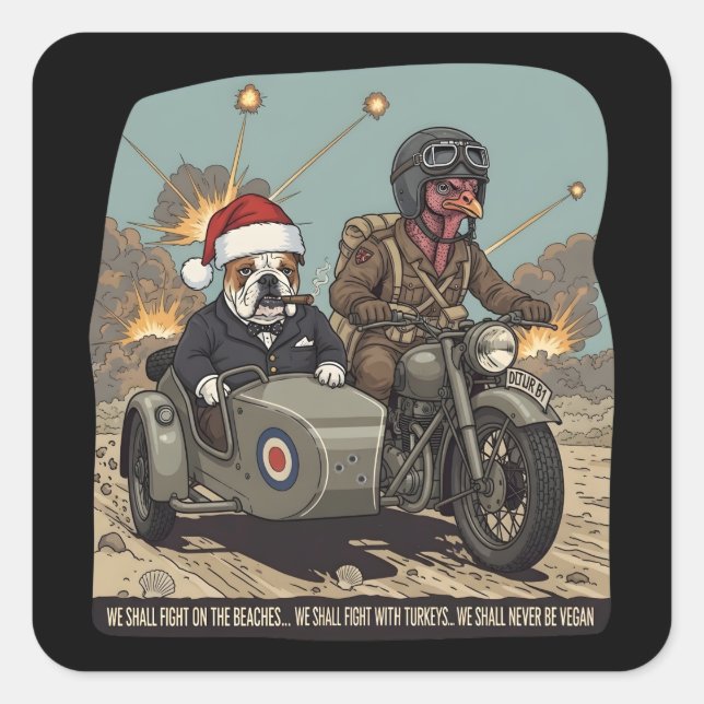 Funny British themed Christmas Square Sticker (Front)