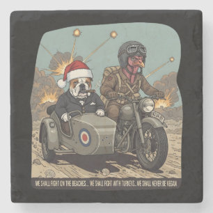 Funny British themed Christmas Stone Coaster
