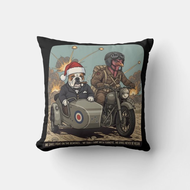 Funny British themed Christmas Throw Pillow (Front)