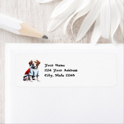 Funny Brittany in Christmas Sweater Address Label