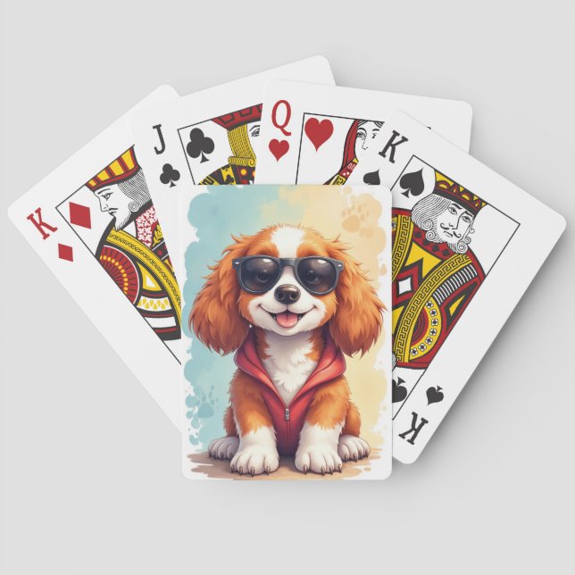 Funny Brittany Spaniel Kawaii Dog Poker Cards (Back)