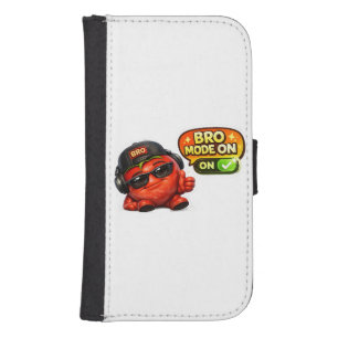 Funny Bro Mode On T-Shirt Cute Animated Characte Galaxy S4 Wallet Case