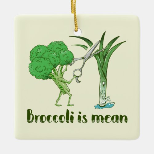 Funny broccoli ceramic ornament