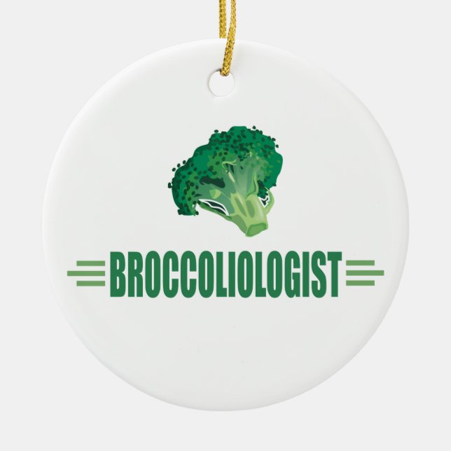 Funny Broccoli Ceramic Ornament (Front)