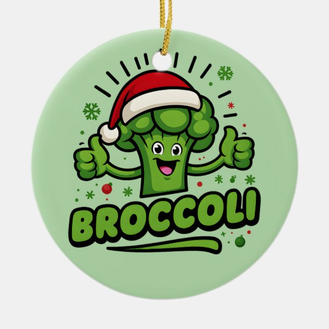 Funny Broccoli Christmas Kids Toddler Xmas Ceramic Ornament (Front)