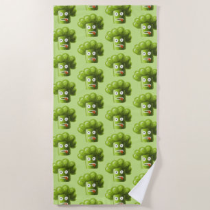 Funny Broccoli Green Vegan Vegetarian Beach Towel