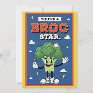 funny broccoli pun You’re a Broc Star food Thank You Card