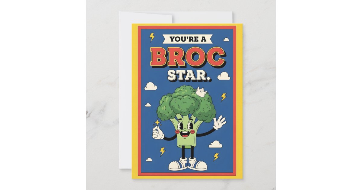 funny broccoli pun You’re a Broc Star food Thank You Card | Zazzle