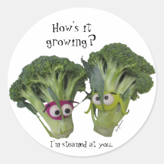 Funny Broccoli Talk Classic Round Sticker