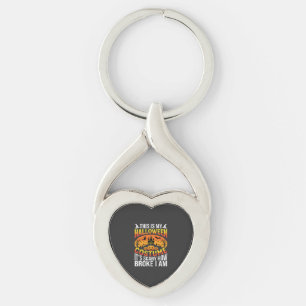 Funny Broke Halloween Costume Haunted House Design Keychain