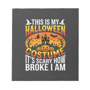Funny Broke Halloween Costume Haunted House Design Notepad