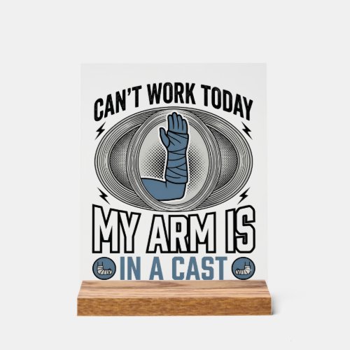Funny Broken Arm Cast Vintage T-Shirt Design_1 Acrylic Sign
