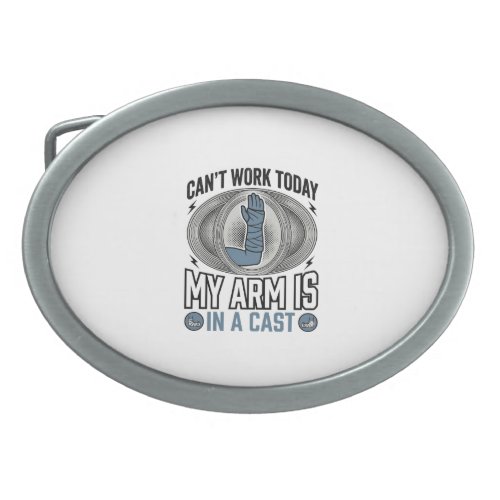 Funny Broken Arm Cast Vintage T-Shirt Design_1 Belt Buckle