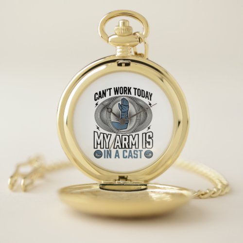 Funny Broken Arm Cast Vintage T-Shirt Design_1 Pocket Watch