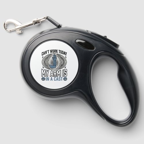 Funny Broken Arm Cast Vintage T-Shirt Design_1 Retractable Pet Leash