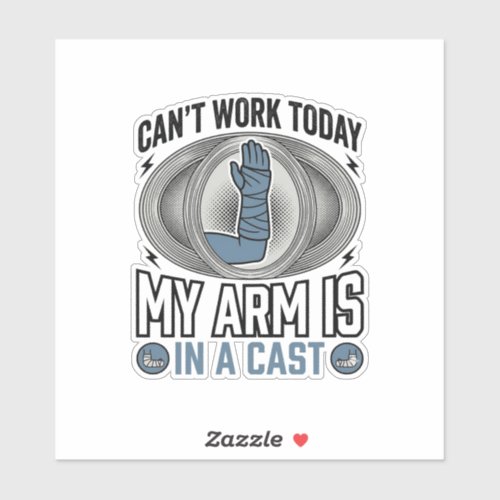 Funny Broken Arm Cast Vintage T-Shirt Design_1 Sticker