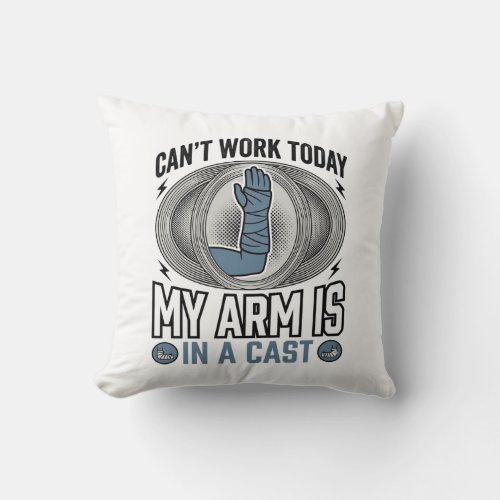 Funny Broken Arm Cast Vintage T-Shirt Design_1 Throw Pillow