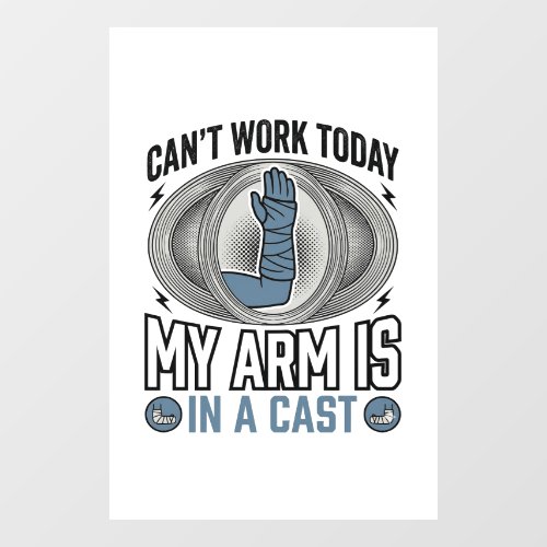 Funny Broken Arm Cast Vintage T-Shirt Design_1 Window Cling