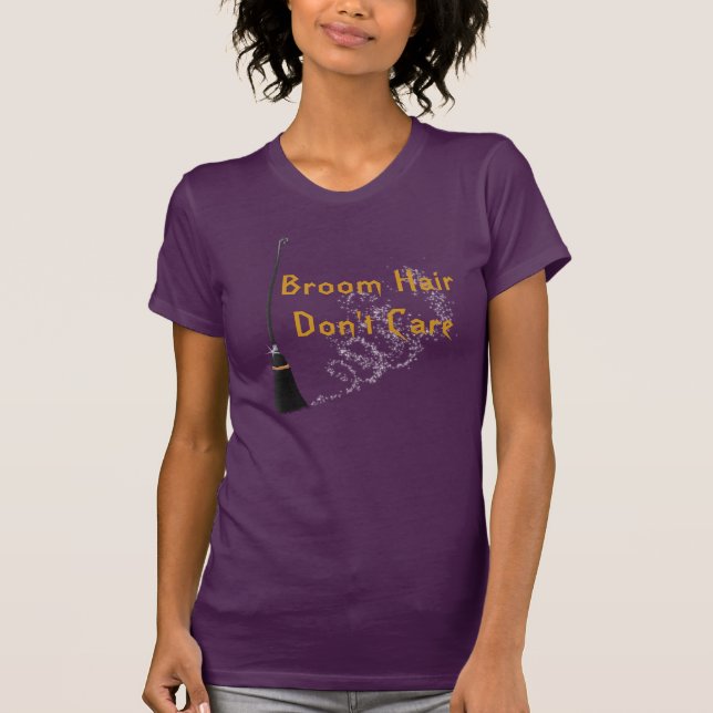 Funny Broom Hair Don't Care Halloween Shirt (Front)