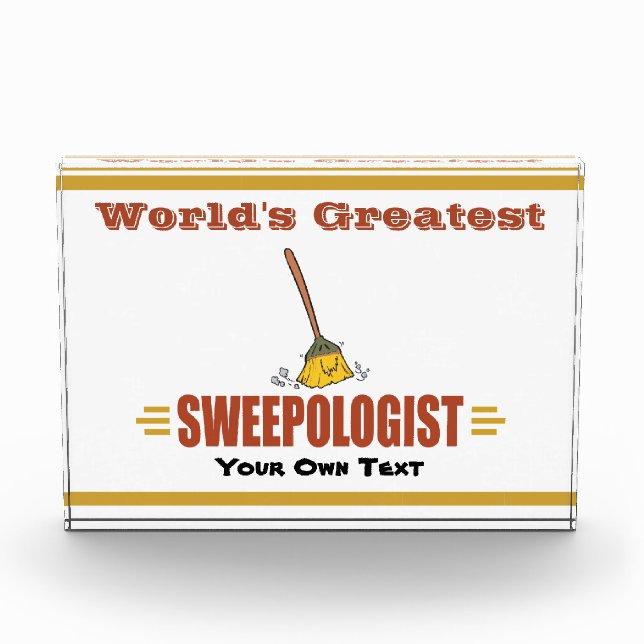 Funny Broom Sweeping Acrylic Award (Front)
