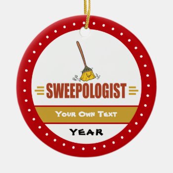 Funny Broom Sweeping Ceramic Ornament by OlogistShop at Zazzle