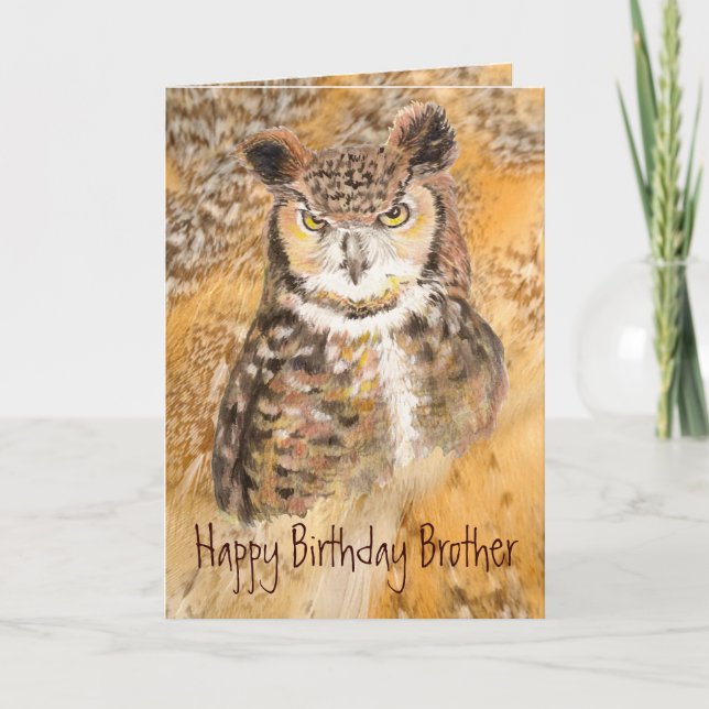 Funny Brother, Birthday,  Owl Wild & Crazy Card (Front)