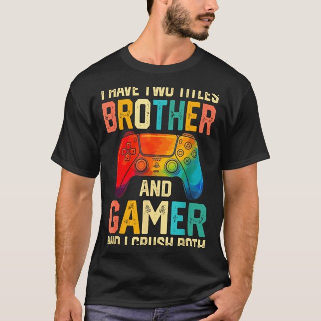 Funny Brother Gamer Graphic Tee Men Boys Teens Vid (Front)