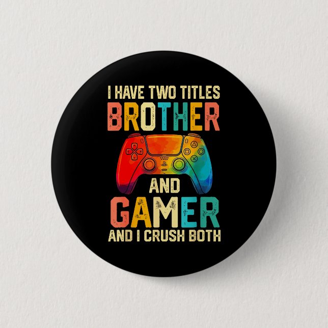 Funny Brother Gamer Graphic Tee Men Boys Teens Vid Button (Front)