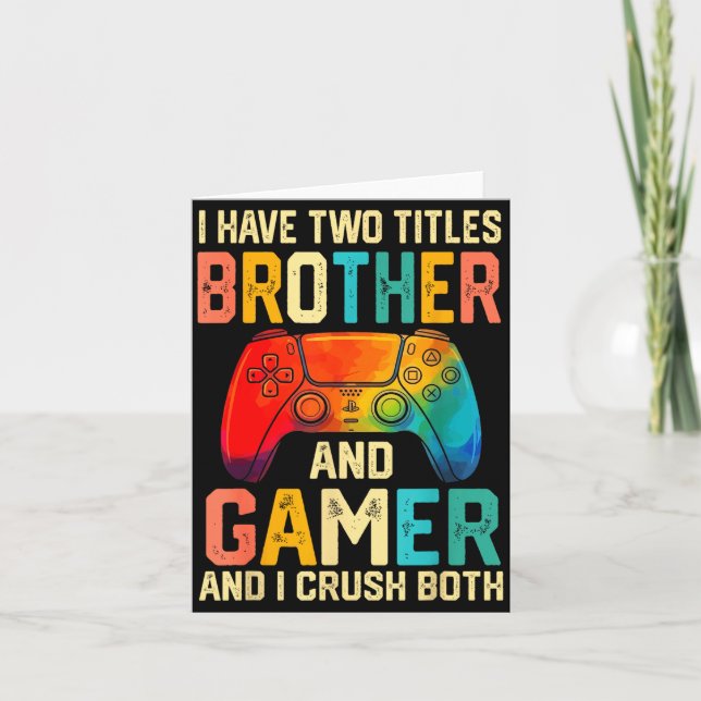 Funny Brother Gamer Graphic Tee Men Boys Teens Vid Card (Front)