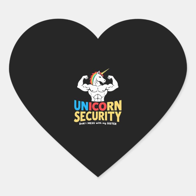 Funny Brother Unicorn Security Dont Mess With My S Heart Sticker (Front)