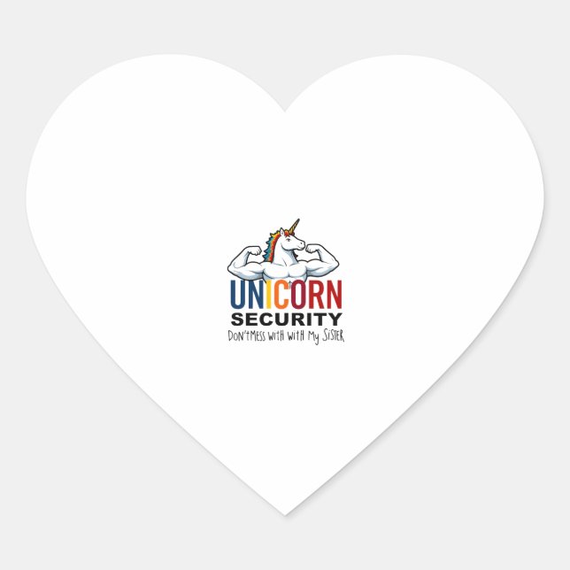 Funny Brother Unicorn Security Dont Mess With My S Heart Sticker (Front)