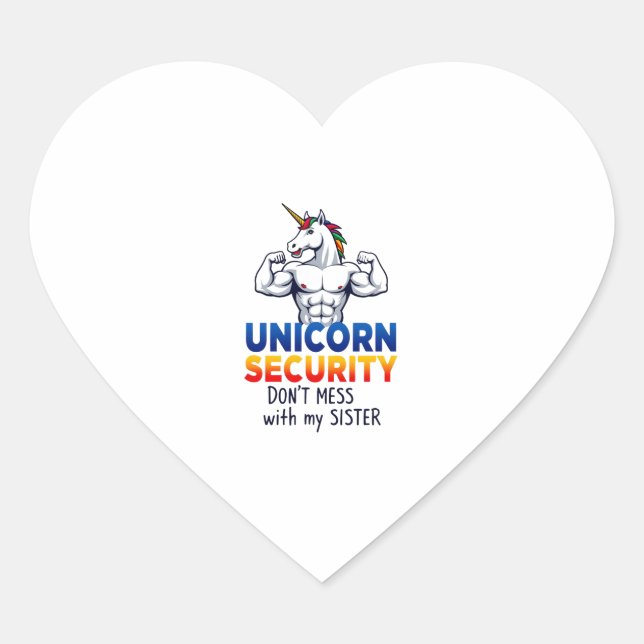 Funny Brother Unicorn Security Dont Mess With My S Heart Sticker (Front)