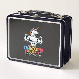 Funny Brother Unicorn Security Dont Mess With My S Metal Lunch Box
