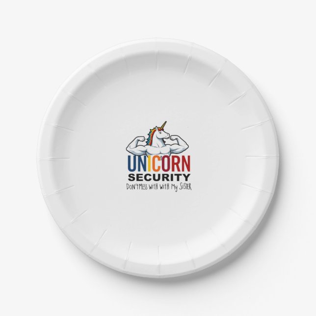 Funny Brother Unicorn Security Dont Mess With My S Paper Plates (Front)