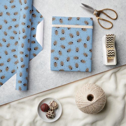 Funny Brown and Blue Stink Bugs Insects Patterned Wrapping Paper