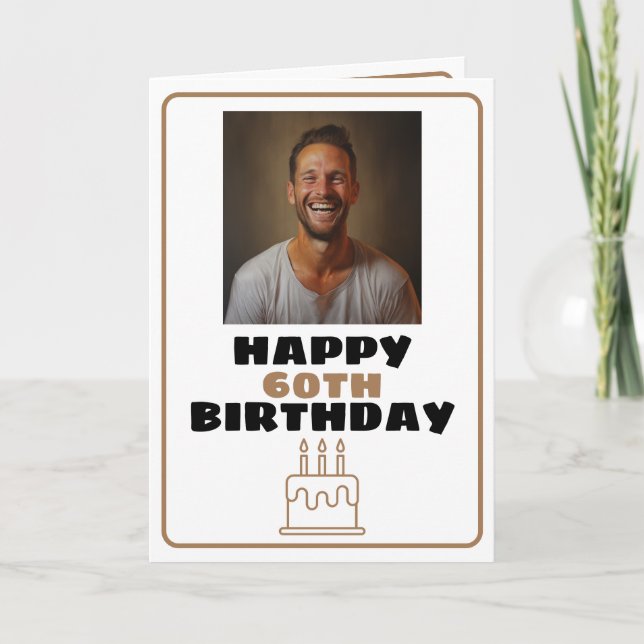 Funny Brown and White Photo Husband Birthday Card (Front)