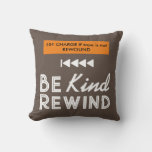 Funny Brown Be Kind Rewind Retro 80s Video Rental  Throw Pillow