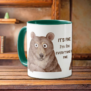 Funny Brown Bear I'm Fine Office Mug