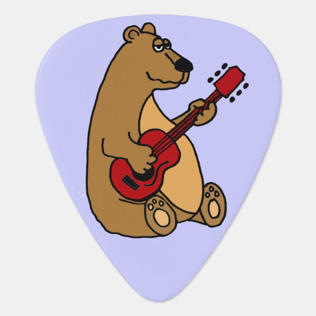 Funny Brown Bear Playing Guitar Guitar Pick (Front)