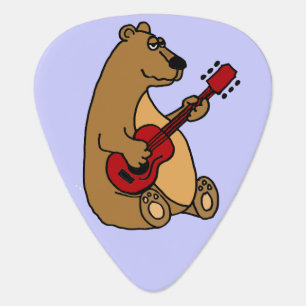 Funny Brown Bear Playing Guitar Pick