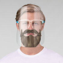 Funny Brown Beard & Mustache Facial Hair Face Shield
