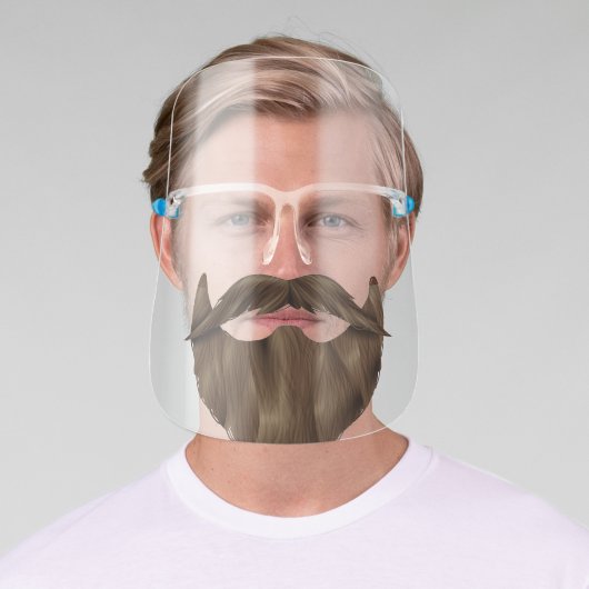 Funny Brown Beard & Mustache Facial Hair Face Shield (Insitu)