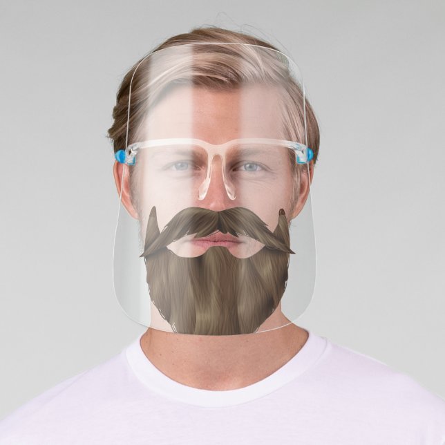 Funny Brown Beard & Mustache Facial Hair Face Shield (Insitu)